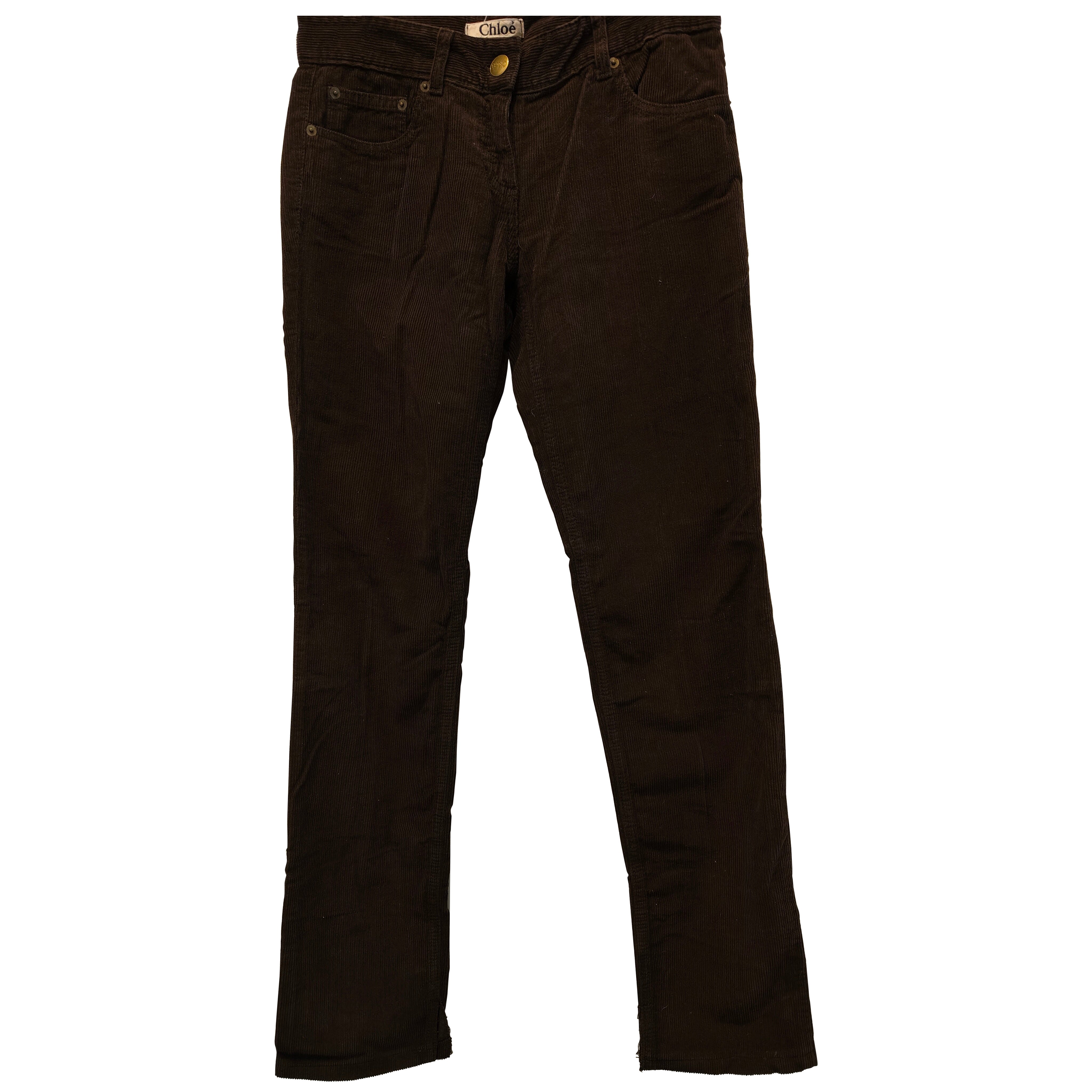 Chloé Vintage Braun Samt Damenhose CIRCA 1990er Jahre Made in Italy