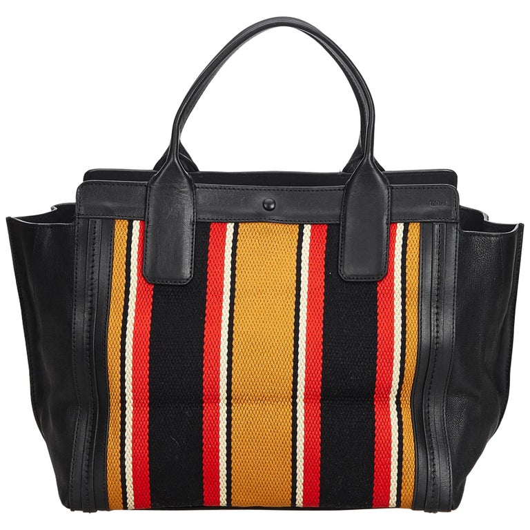 Chloe Brown with Multi Canvas Fabric Alison Tote Bag France w/ Dust Bag For Sale at 1stdibs