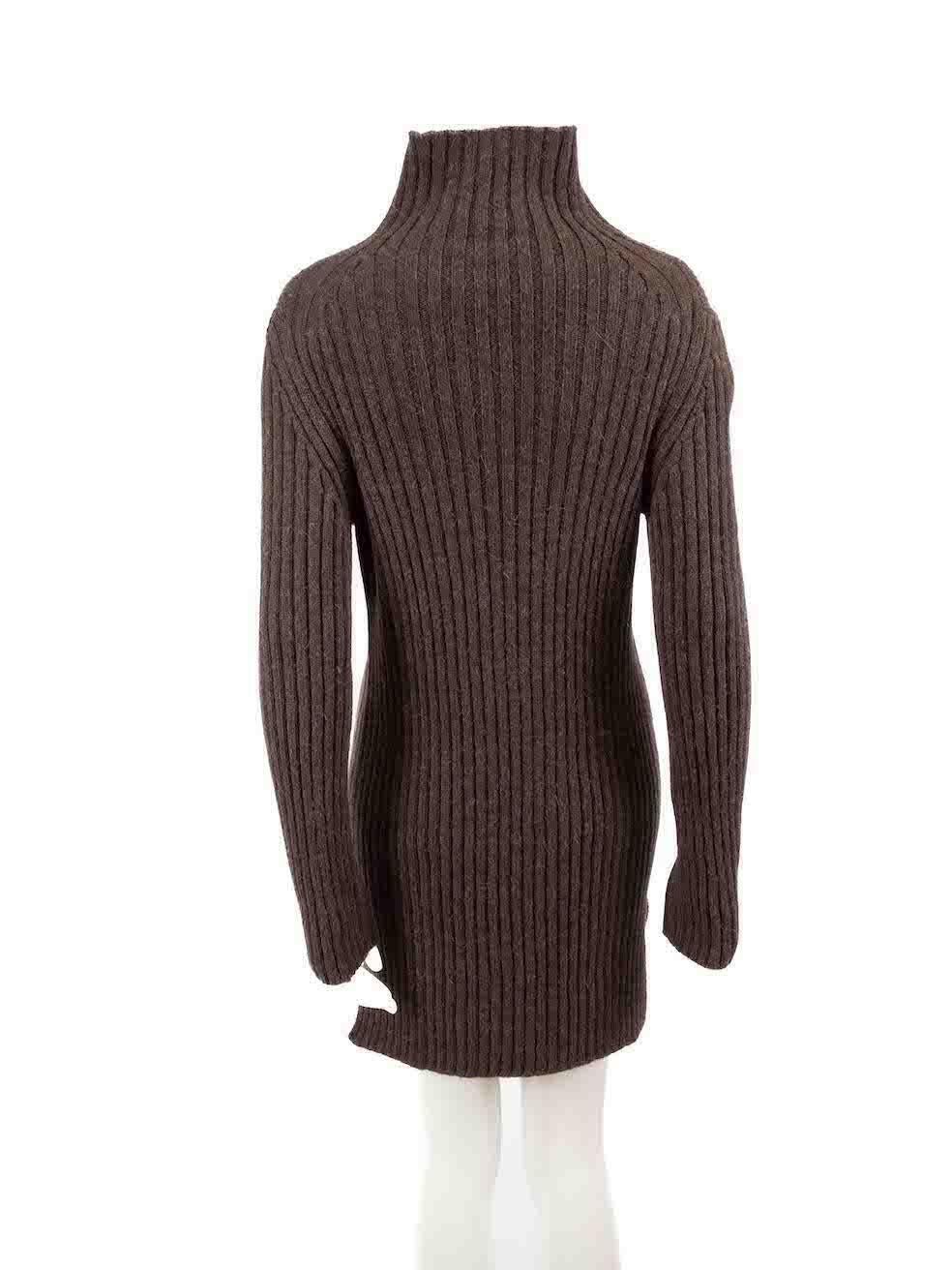 Chloé Brown Wool Turtleneck Knit Dress Size S In Excellent Condition For Sale In London, GB