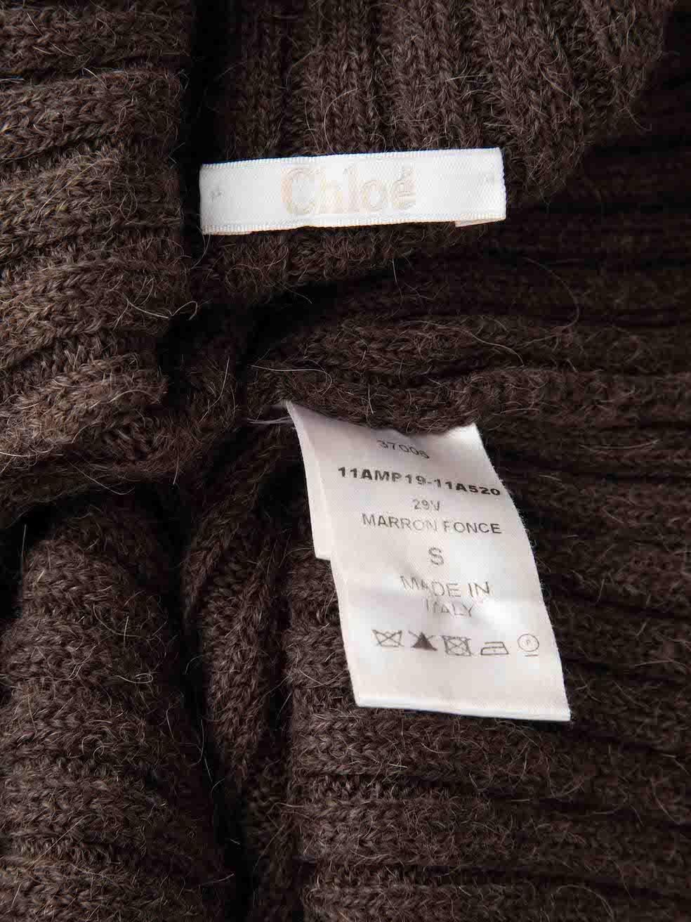 Chloé Brown Wool Turtleneck Knit Dress Size S For Sale 1