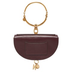 Chloé Burgandy Leather Nile Bracelet Minaudiere Crossbody Bag