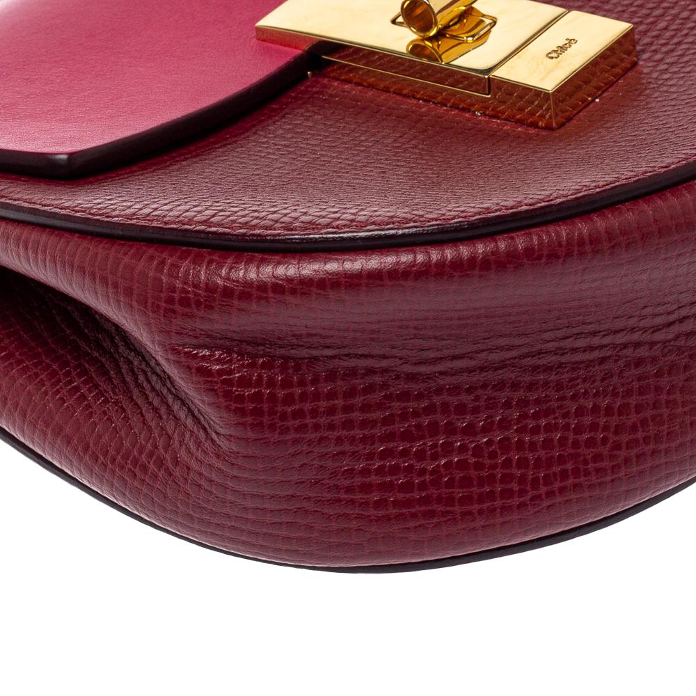 Chloe Burgundy/Fuchsia Leather Small Drew Shoulder Bag 3