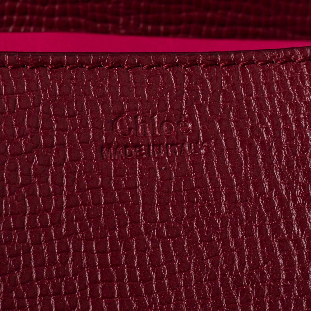 Women's Chloe Burgundy/Fuchsia Leather Small Drew Shoulder Bag