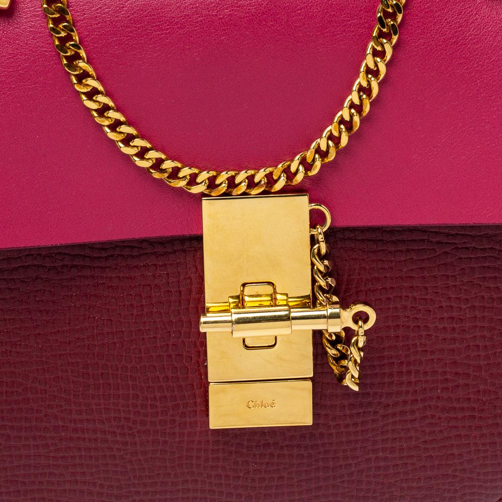 Chloe Burgundy/Fuchsia Leather Small Drew Shoulder Bag 1