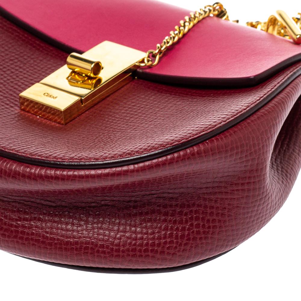Chloe Burgundy/Fuchsia Leather Small Drew Shoulder Bag 2