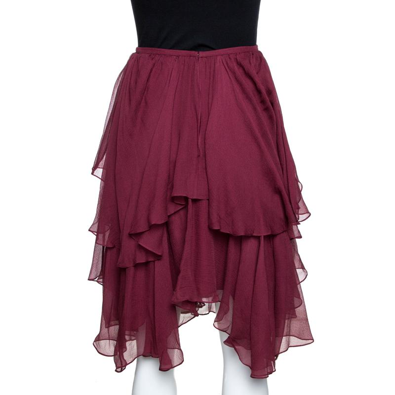 burgundy layered skirt