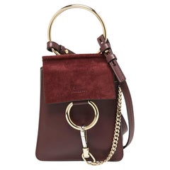 Chloé Burgundy Leather and Suede Mini Faye Crossbody Bag