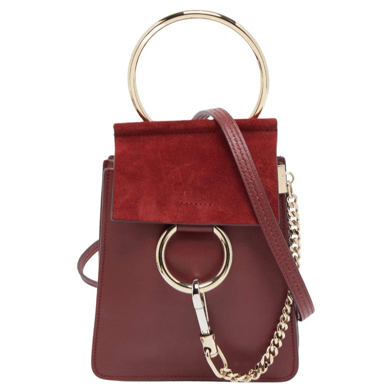 Chloe Burgundy Leather and Suede Mini Faye Crossbody Bag For Sale at 1stDibs