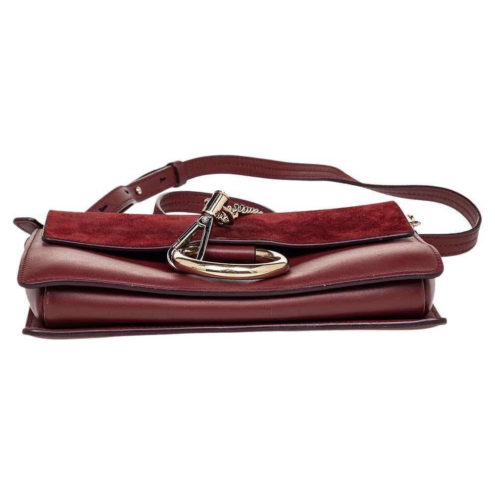 Women's Chloe Burgundy Leather And Suede Small Faye Shoulder Bag