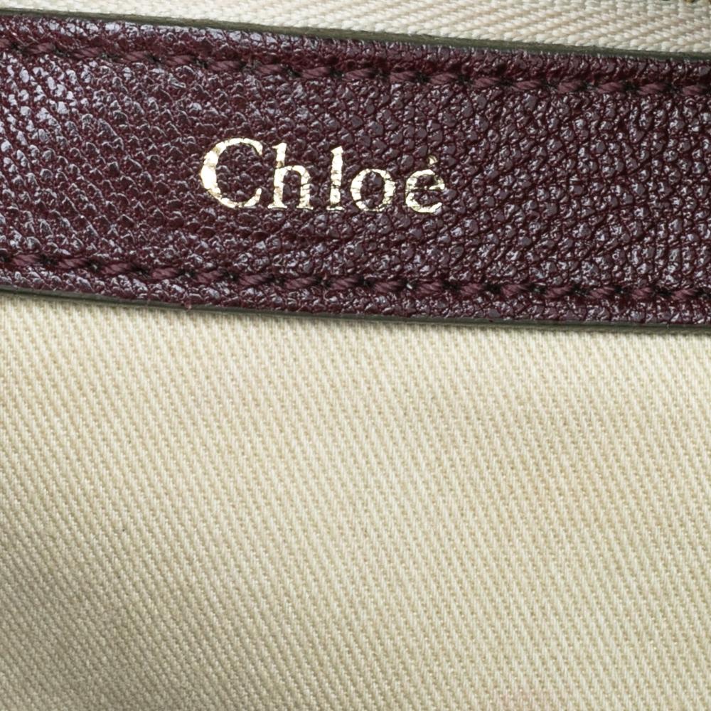 Chloe Burgundy Leather Chain Tote In Fair Condition For Sale In Dubai, Al Qouz 2