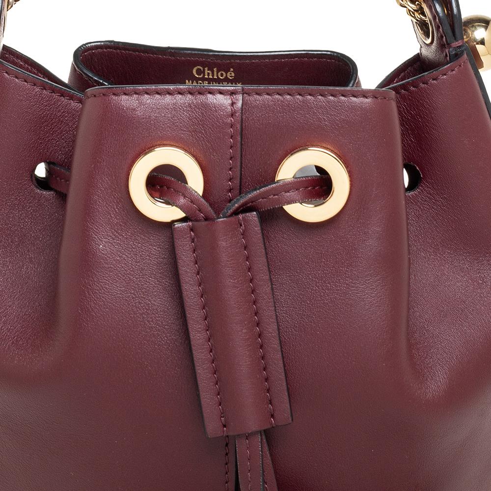 Chloe Burgundy Leather Gala Bucket Bag 4
