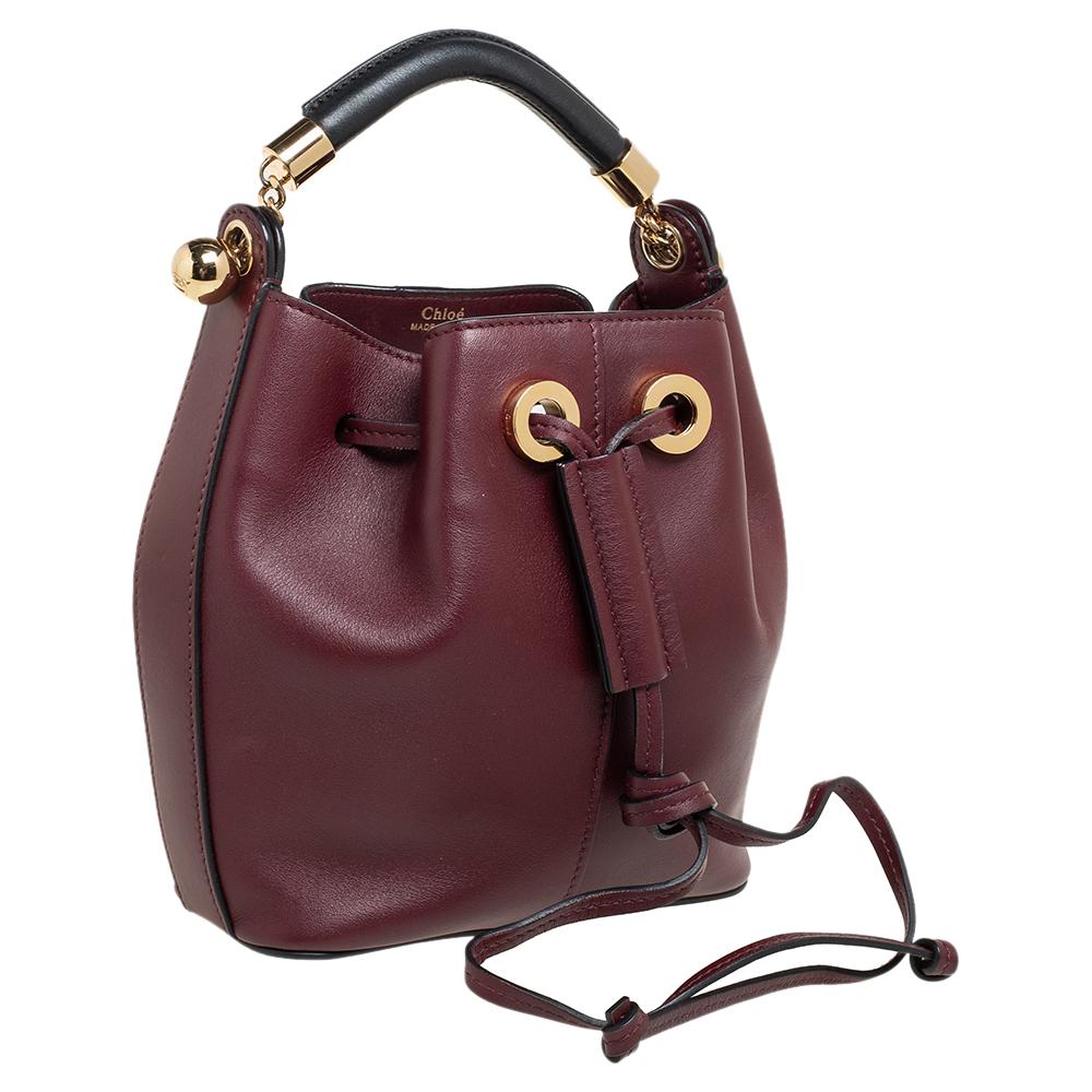 Chloe Burgundy Leather Gala Bucket Bag 5