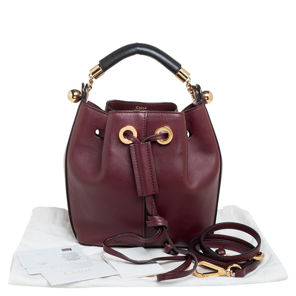 burgundy leather bucket bag