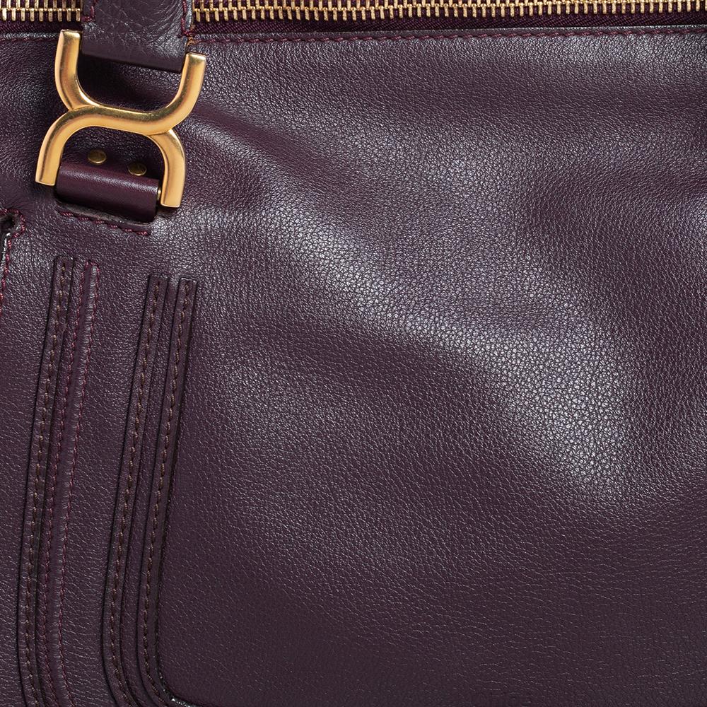 Chloé Burgundy Leather Large Marcie Satchel In Good Condition In Dubai, Al Qouz 2