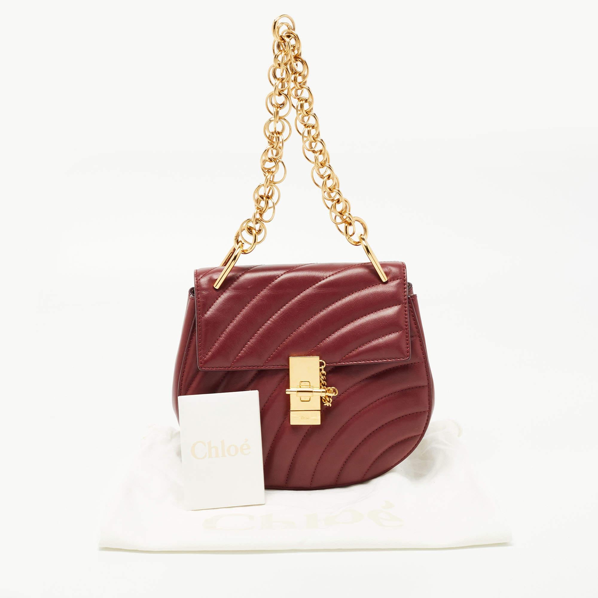 Chloe Burgundy Leather Medium Drew Bijou Shoulder Bag 10