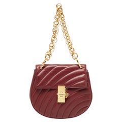 Chloe Burgundy Leather Medium Drew Bijou Shoulder Bag