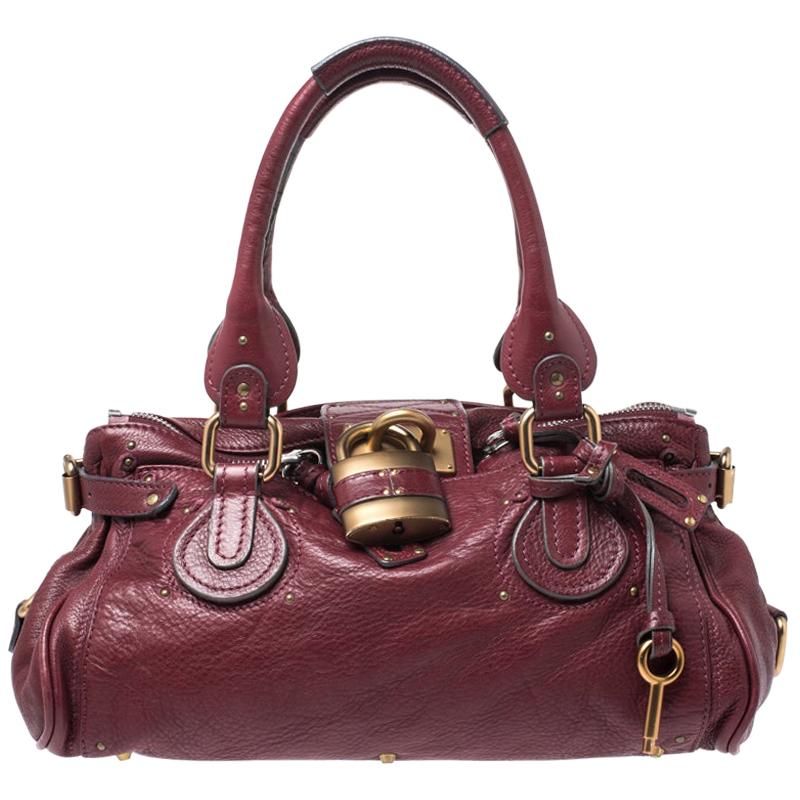 Chloe Burgundy Leather Medium Paddington Satchel