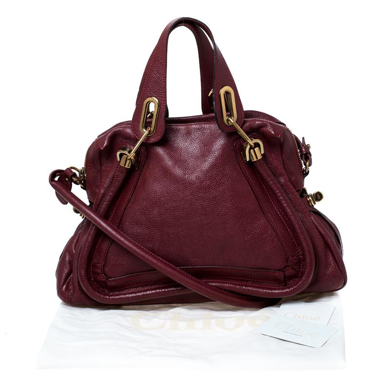 Chloe Burgundy Leather Medium Paraty Shoulder Bag 7