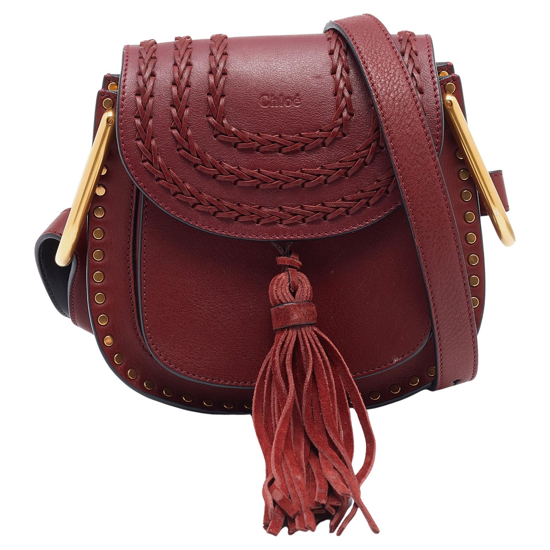 Chloe Burgundy Leather Mini Hudson Shoulder Bag