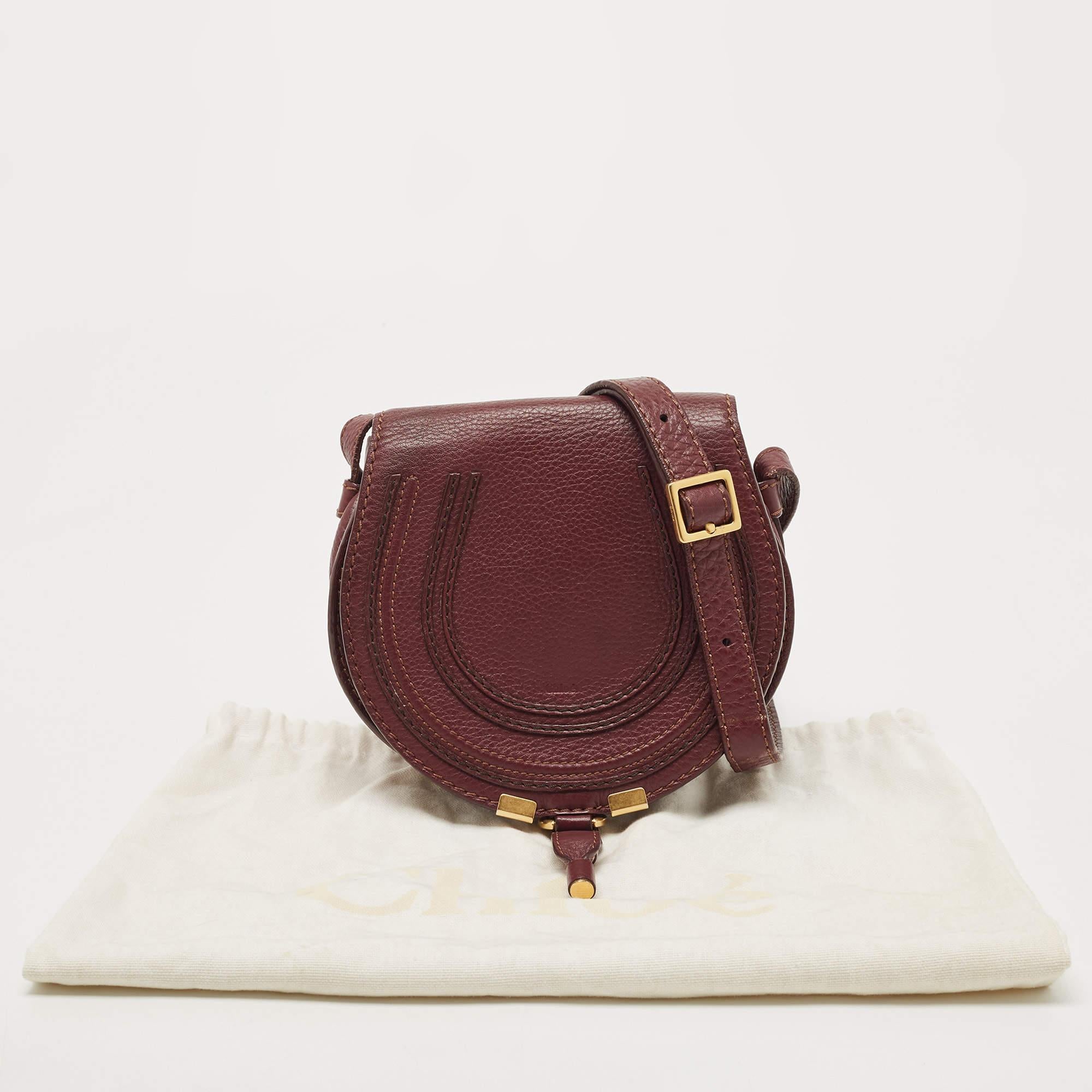 Chloe Burgundy Leather Mini Marcie Crossbody Bag 11