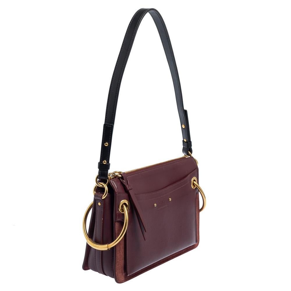 Black Chloe Burgundy Leather Roy Crossbody Bag