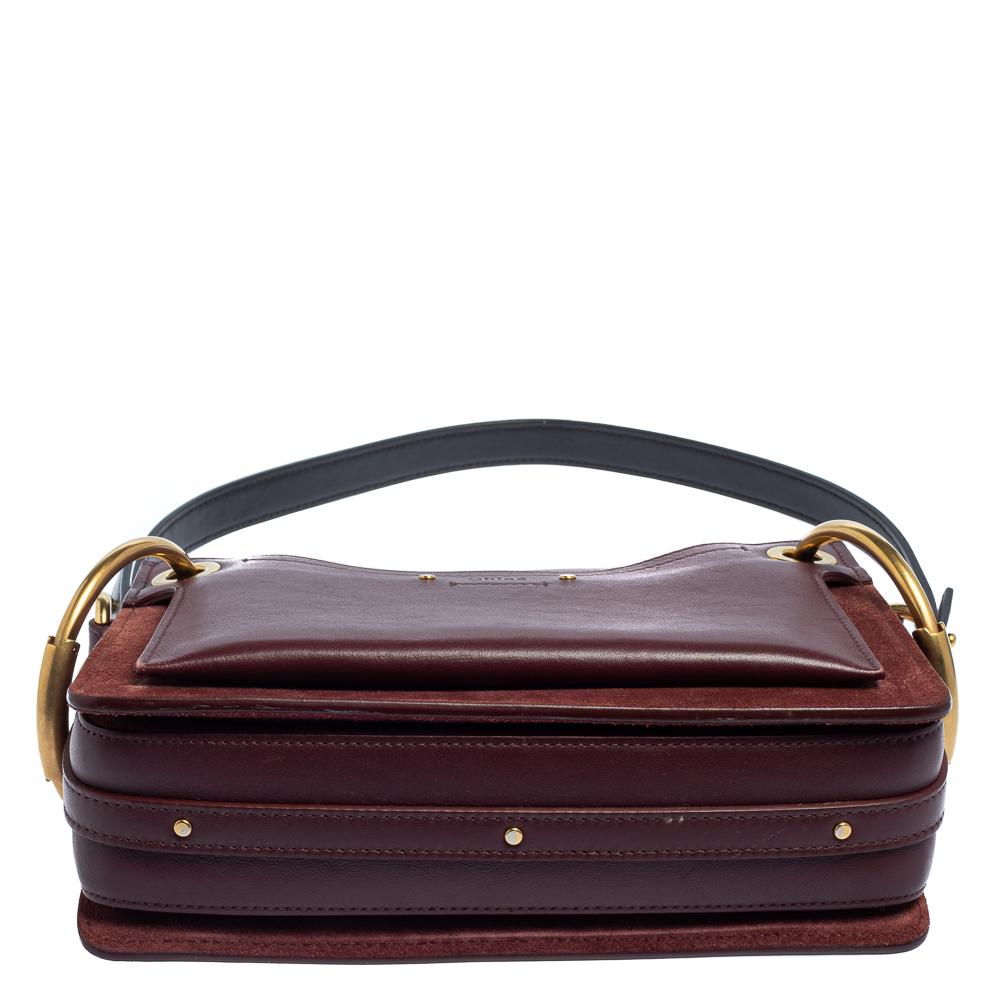 Chloe Burgundy Leather Roy Crossbody Bag In Good Condition In Dubai, Al Qouz 2