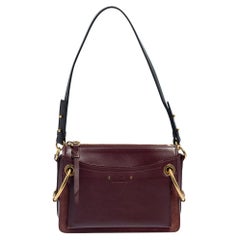 Chloe Burgundy Leather Roy Crossbody Bag