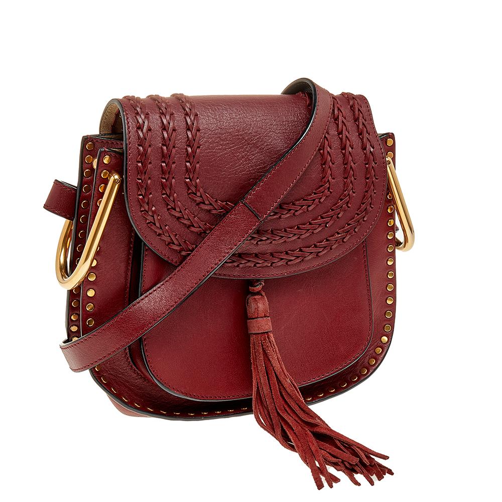 Chloe Burgundy Leather Small Hudson Shoulder Bag In Good Condition In Dubai, Al Qouz 2