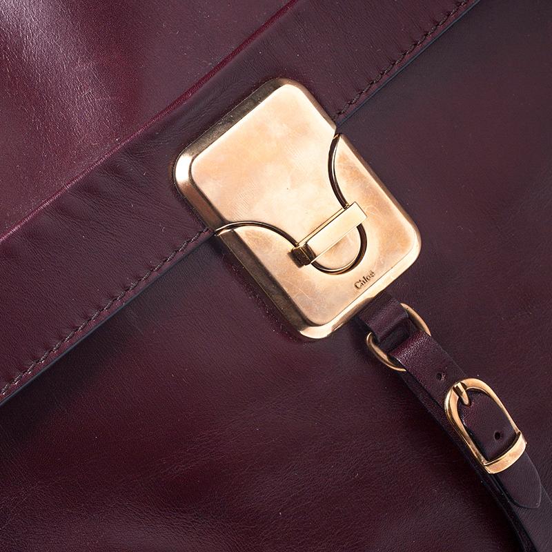Chloe Burgundy Leather Top Handle Bag 2