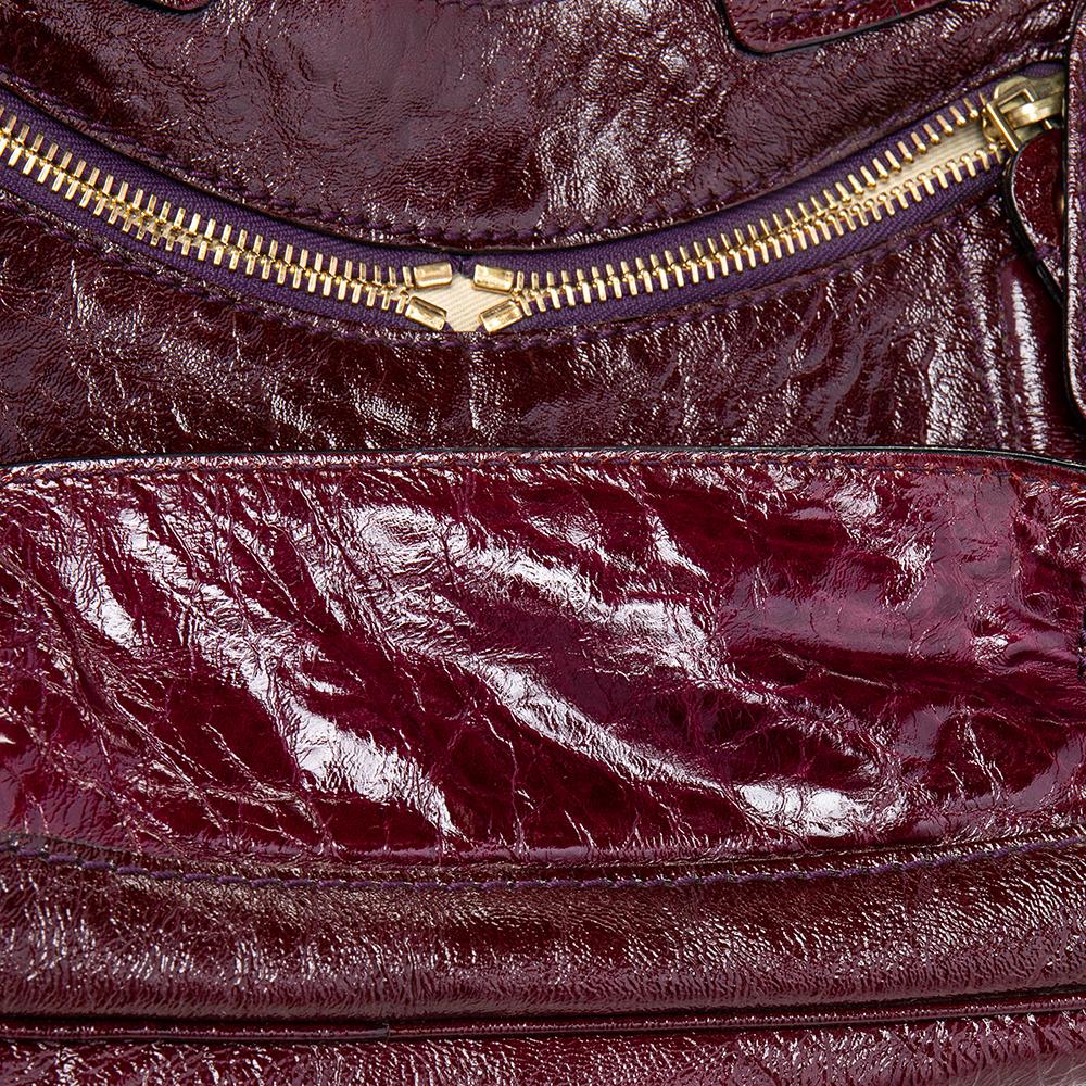 Chloe Burgundy Patent Leather Front Pocket Satchel For Sale 4