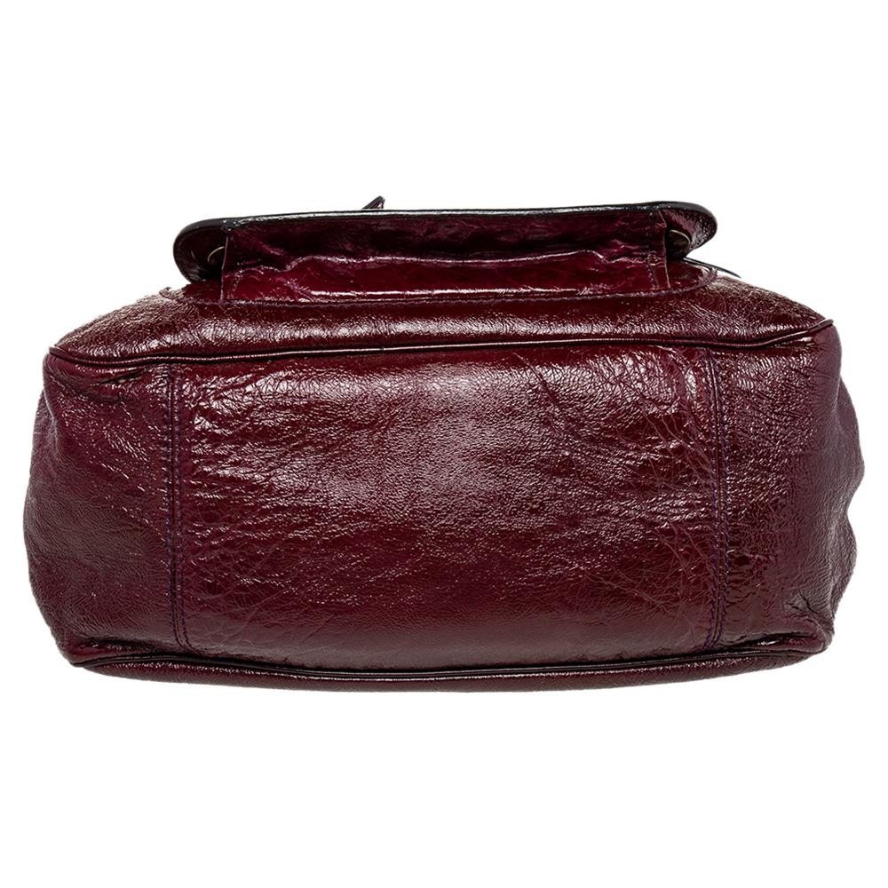 burgundy patent leather bag
