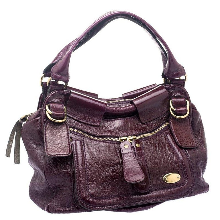 Chloe Burgundy Patent Leather Large Bay Hobo For Sale at 1stDibs ...