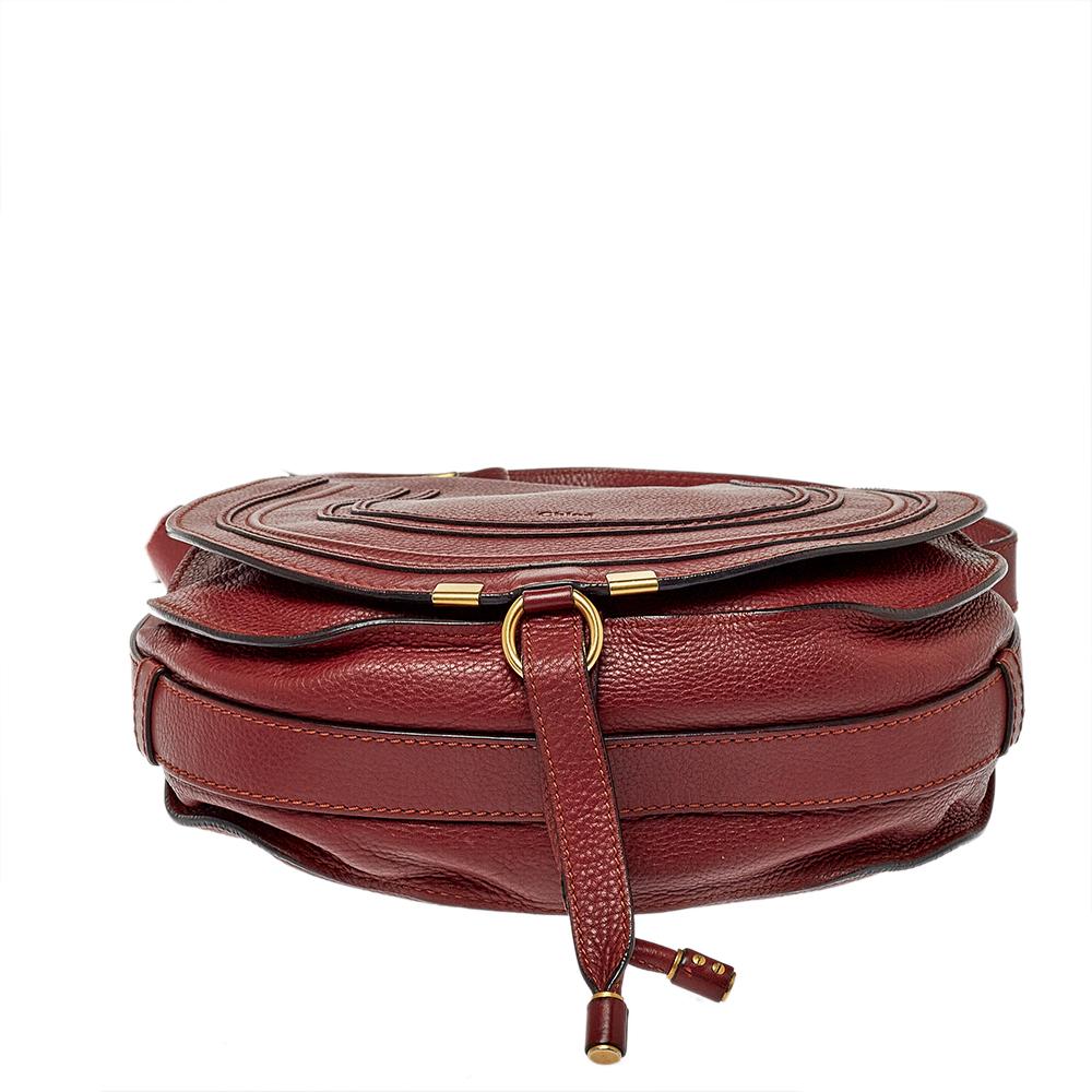 Women's Chloe Burgundy Pebbled Leather Marcie Crossbody Bag