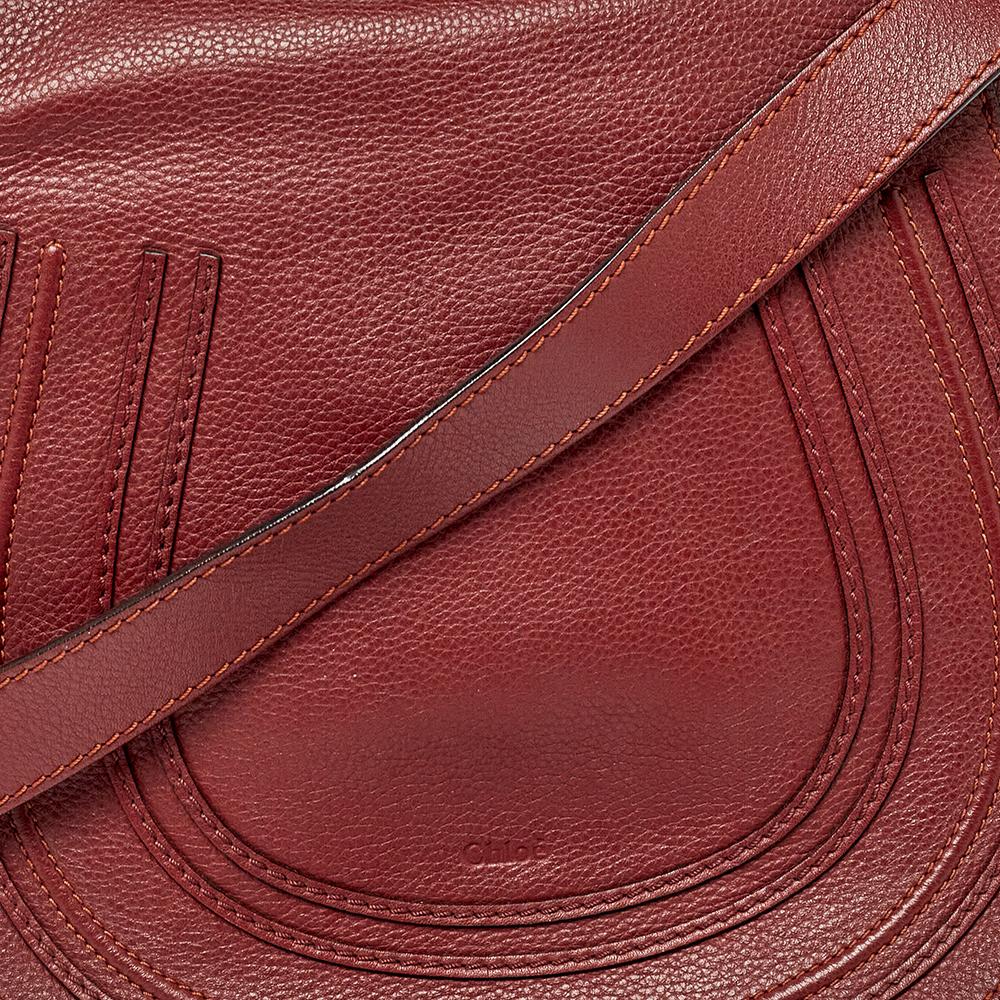 Chloe Burgundy Pebbled Leather Marcie Crossbody Bag 2
