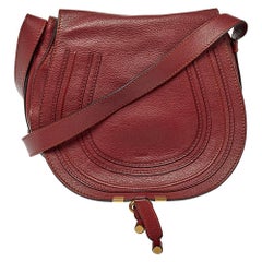 Chloe Burgundy Pebbled Leather Marcie Crossbody Bag