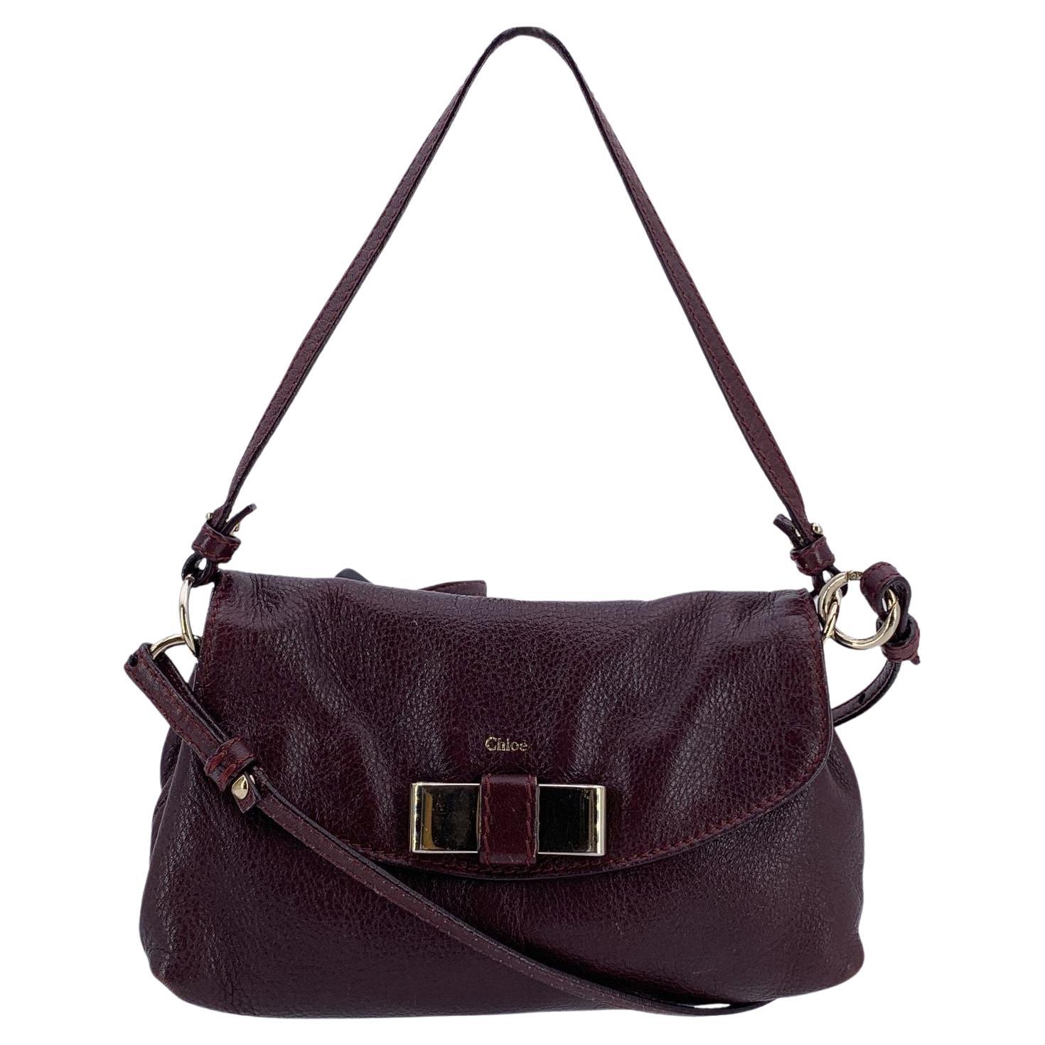 Chloe Burgundy lila Leder 2 Weg Lily Crossbody Tasche Handtasche im Angebot