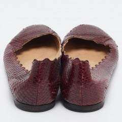 Chloe Burgundy Python Leder Lauren Jakobsmuschel Ballett Flats Größe 38