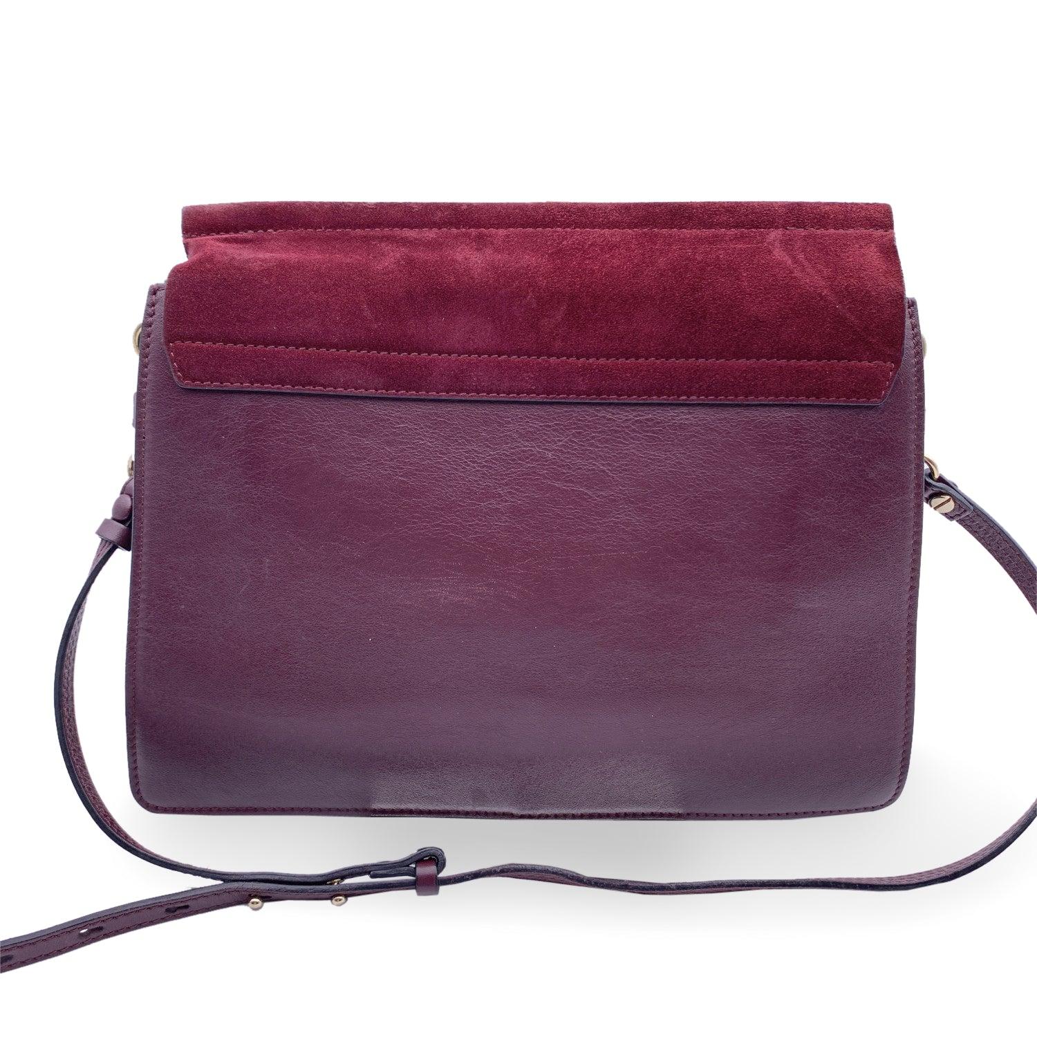 Chloe Burgundy Suede and Leather Faye Shoulder Bag In Good Condition In Rome, Rome