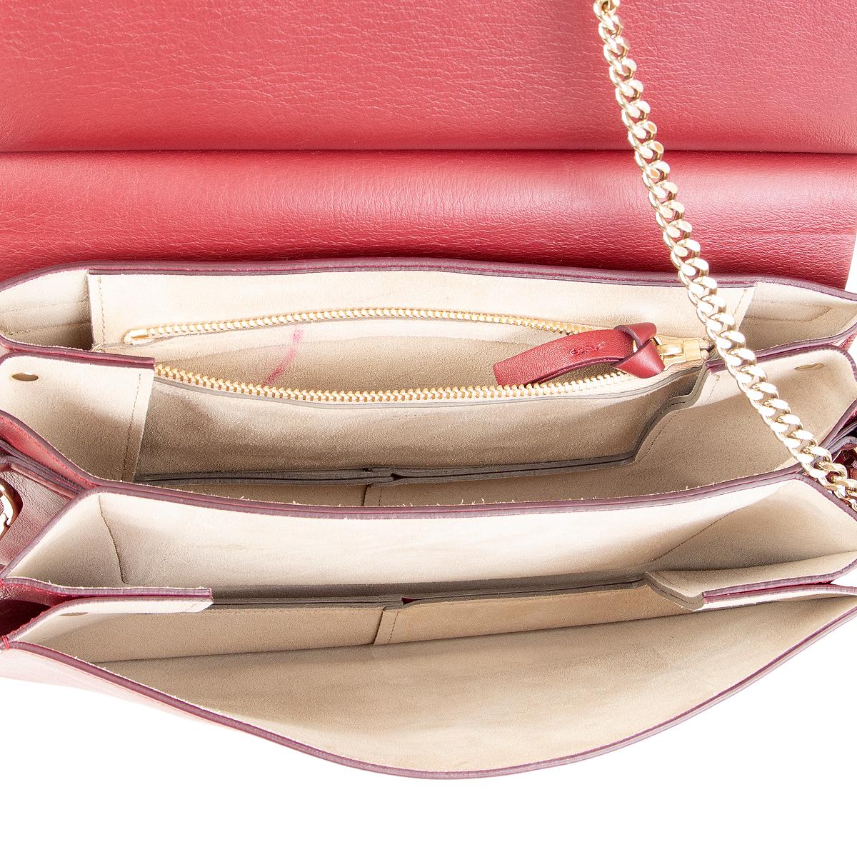 Red CHLOE burgundy suede & leather FAYE MEDIUM Shoulder Bag