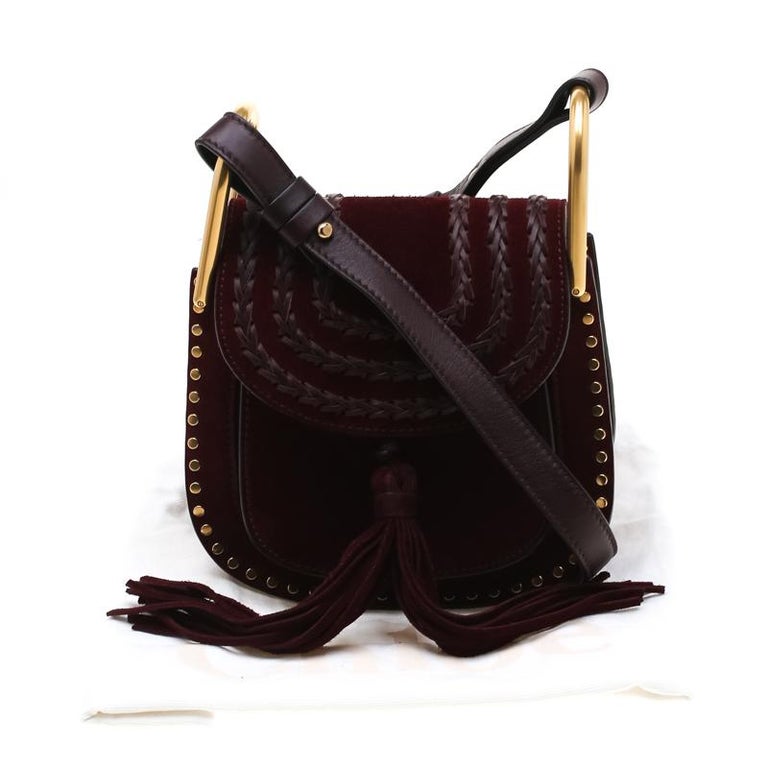 Chloe Burgundy Suede Mini Hudson Shoulder Bag For Sale at 1stDibs