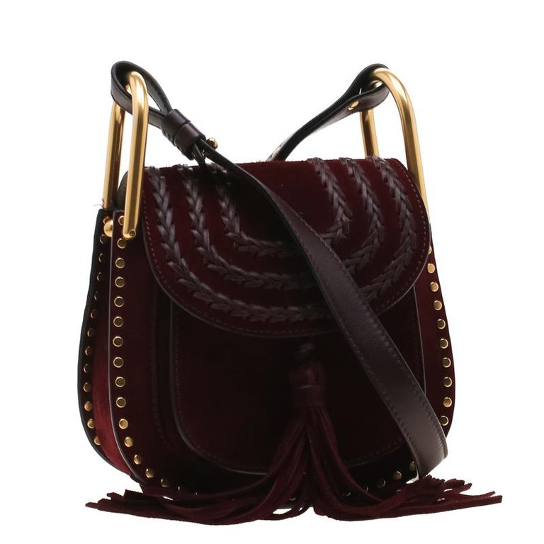 Chloe Burgundy Suede Mini Hudson Shoulder Bag For Sale at 1stDibs