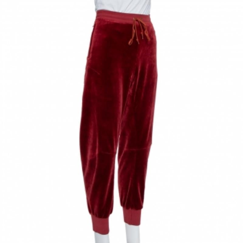 Women's Chloe Burgundy Velvet Trouser M For Sale