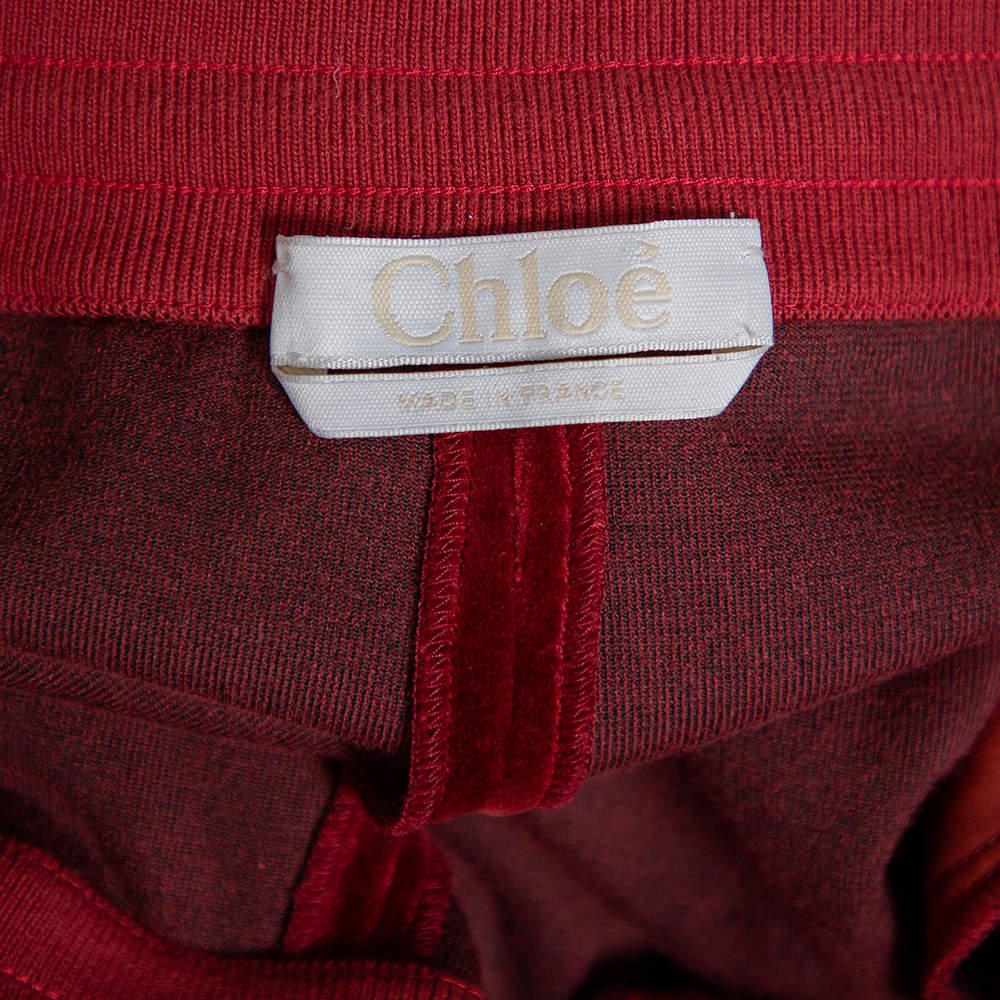 Women's Chloe Burgundy Velvet Trouser M For Sale