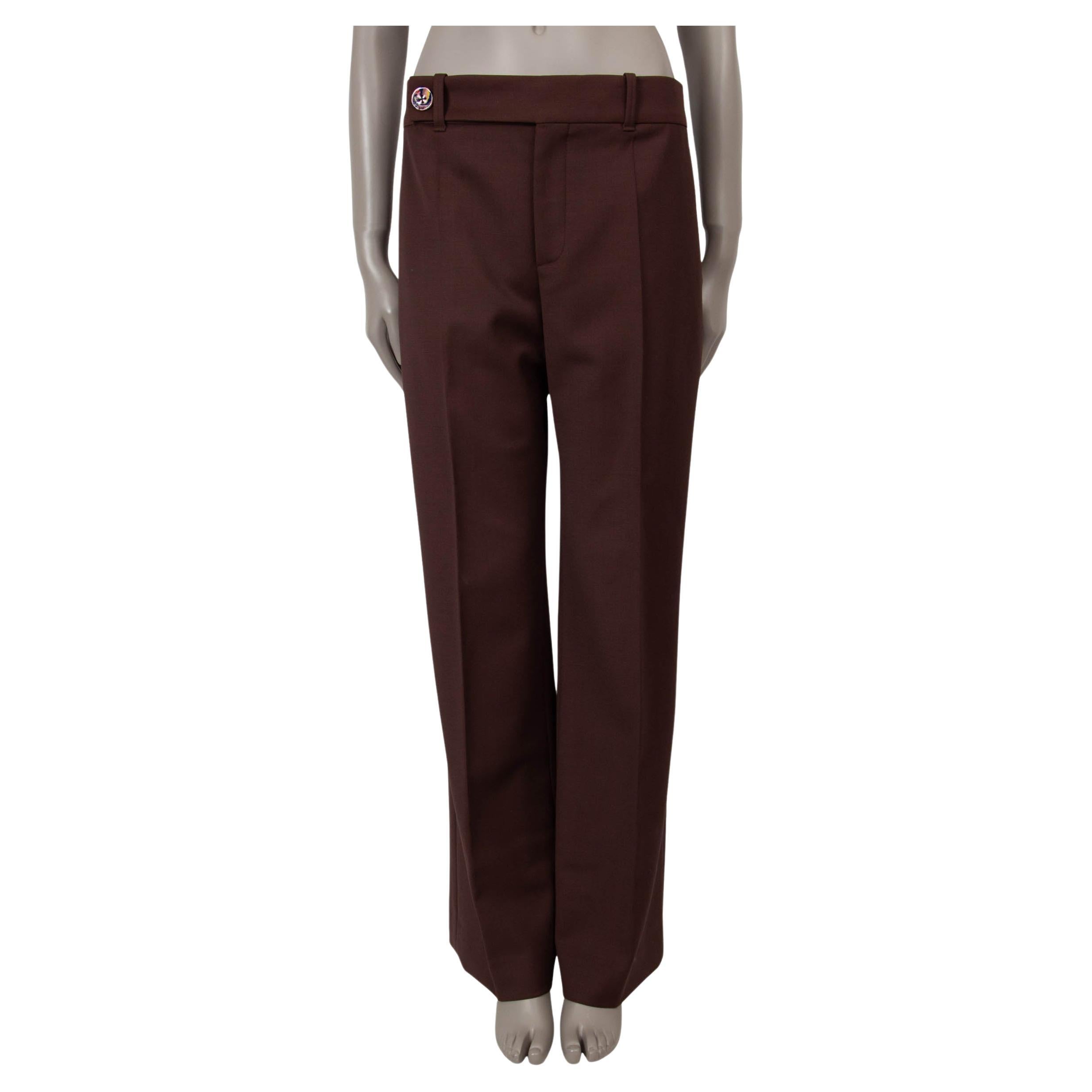 CHLOE burgundy wool 2022 CREPE FLARED Pants 40 M