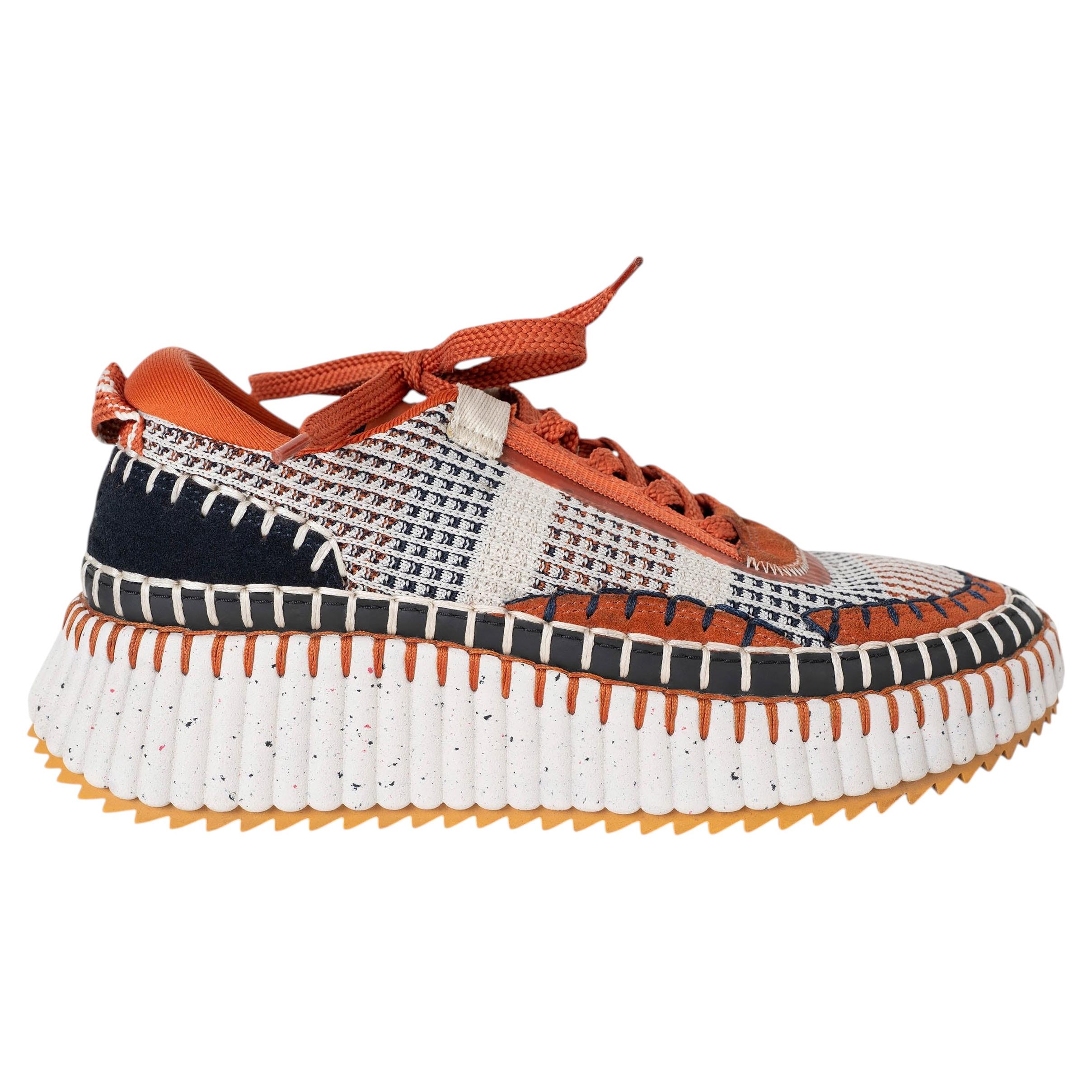 CHLOE burnt orange 2022 NAMA PLATFORM KNIT Sneakers Shoes 38