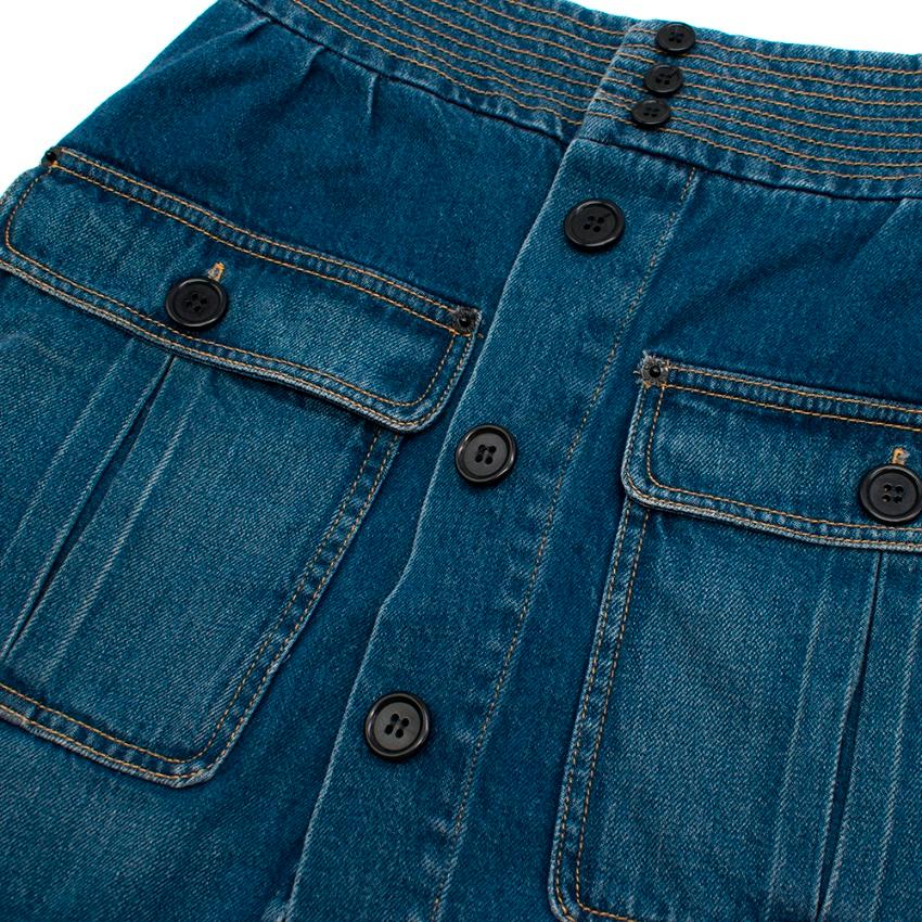 Chloe Button Down Blue Denim Mini Skirt - Size US 2 1