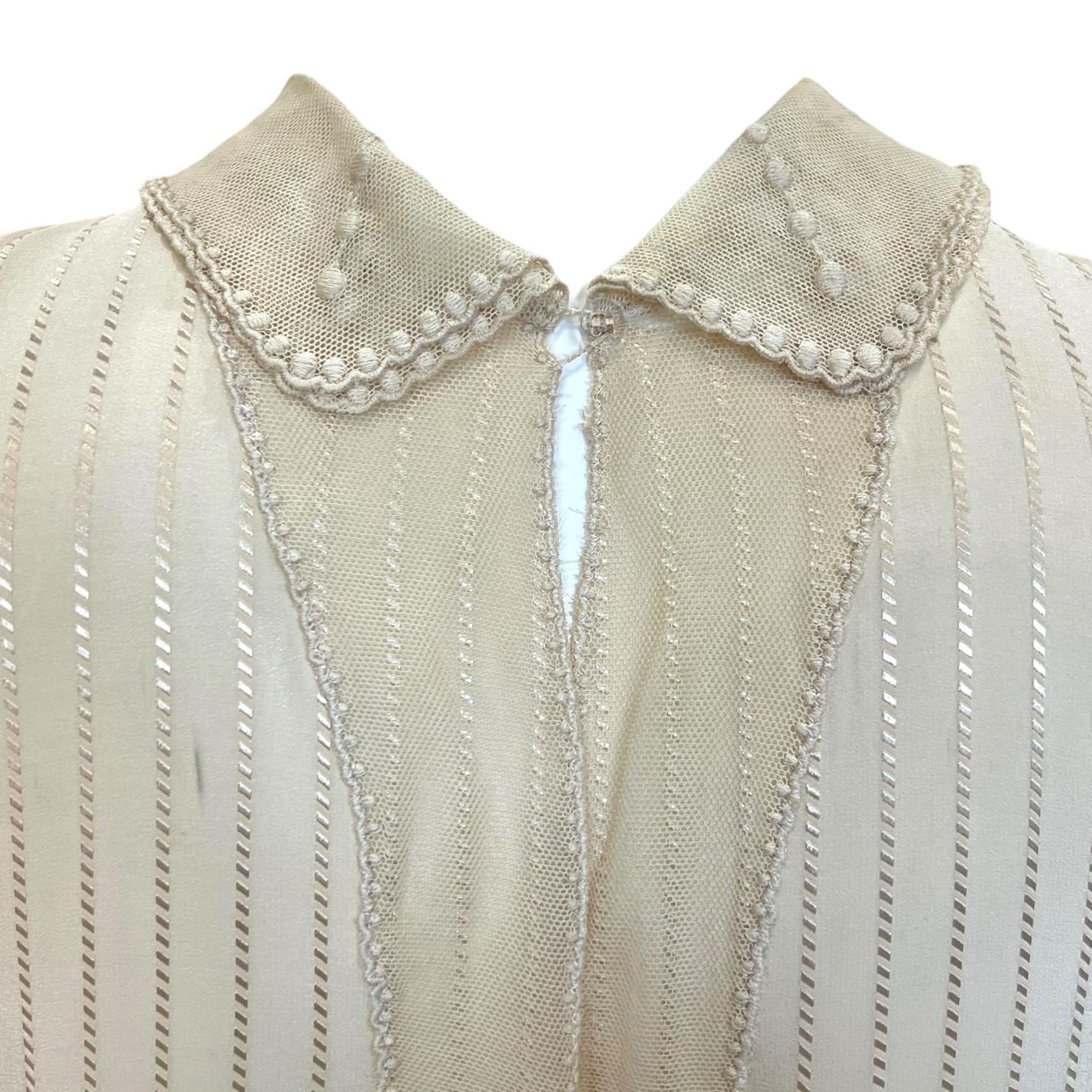 Chloé by Karl Lagerfeld Vestido de cintura caída de seda color crudo de los años 20, de 1970 en venta 5