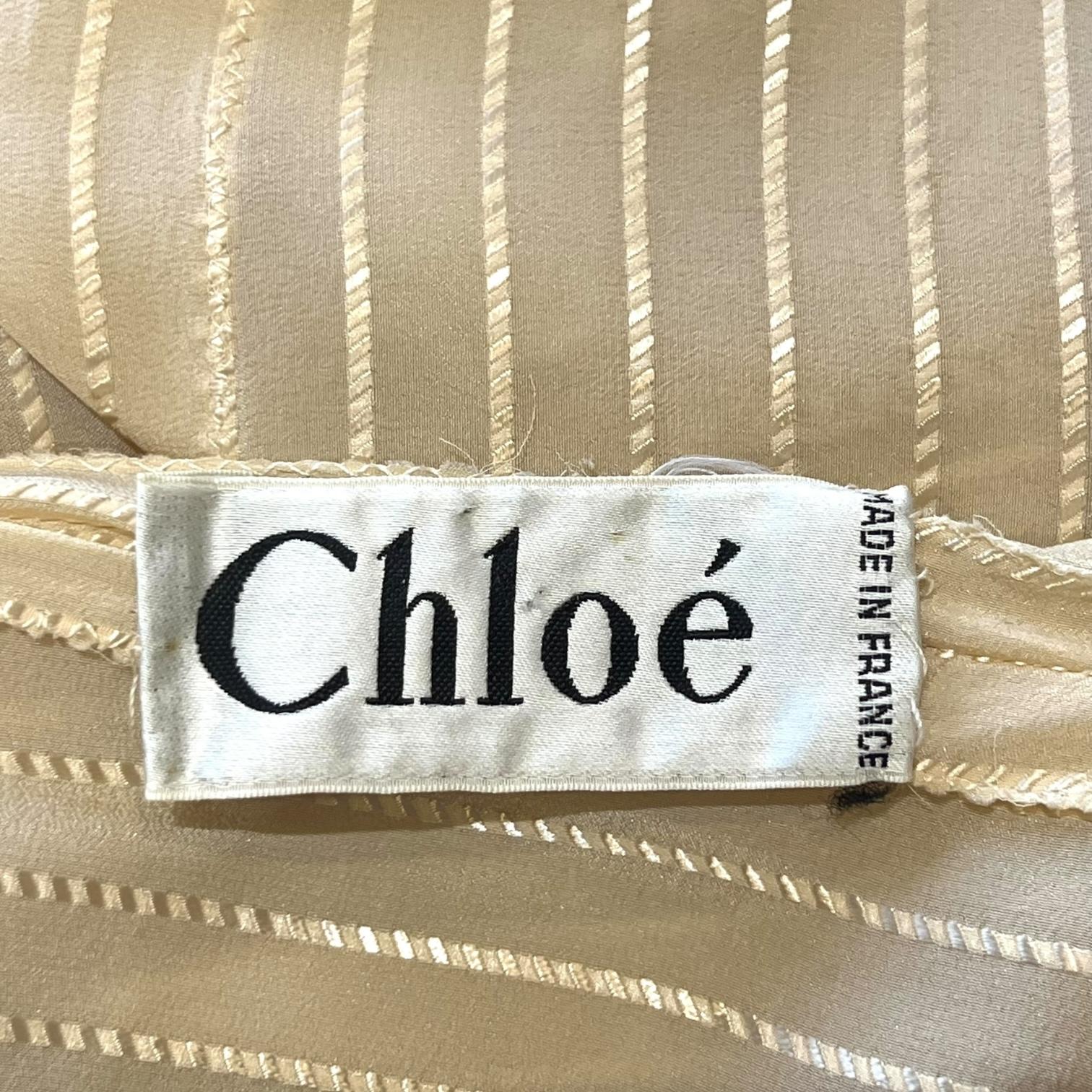 Chloé by Karl Lagerfeld Vestido de cintura caída de seda color crudo de los años 20, de 1970 en venta 6