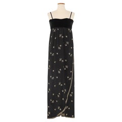 Chloé By Karl Lagerfeld Black Gown With Gold Flower Embroidery