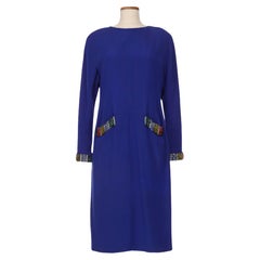 Vintage Chloé by Karl Lagerfeld Blue Long Sleeve Dress With Multi Color Sequin 